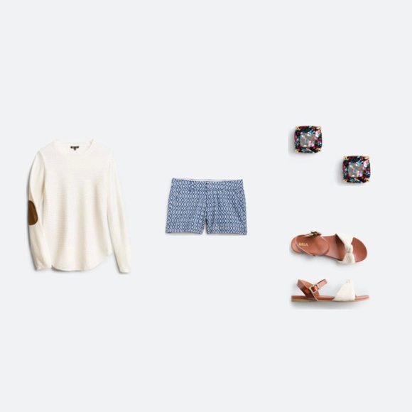 Dear John Finnegan Roll Cuff Printed Shorts, 26, Stone Blue - Picture 5 of 7